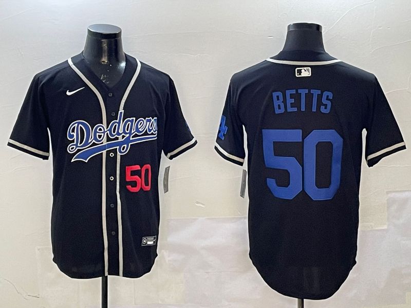 Men Los Angeles Dodgers 50 Betts Black Fashion Game 2025 Nike MLB Jersey style 2